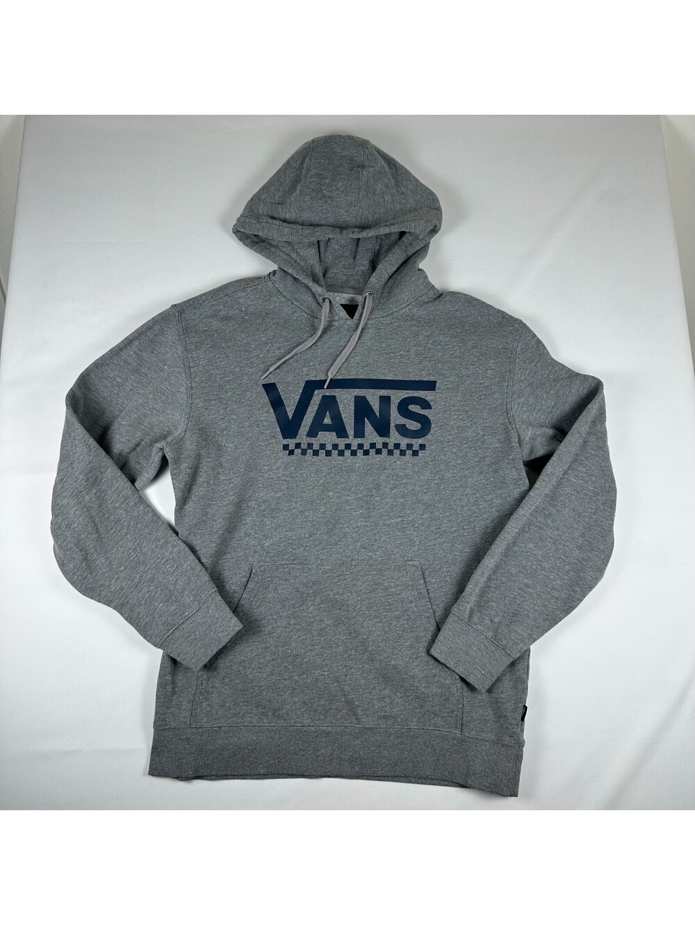 Vans Men's Grey Pullover Hoodie Classic Logo Sweatshirt Drawstring Hood Large
